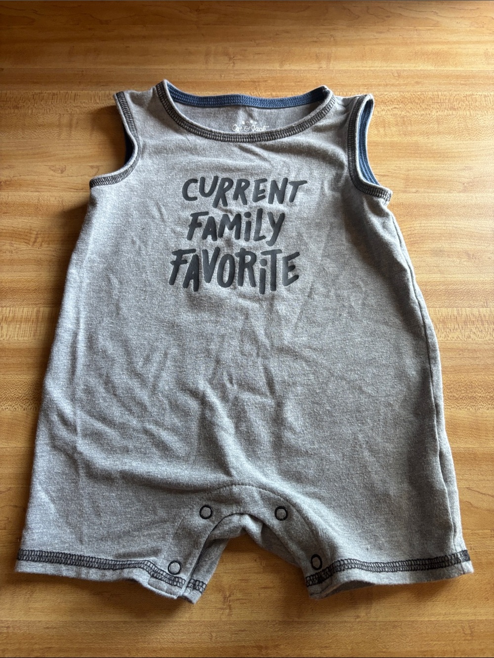 Cat & Jack Grey Sleeveless One-Piece with Navy Trim